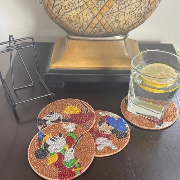 🎨 Handcrafted Whimsical Diamond Art Coasters | Set of 4 Gift Ready - Picture 3 of 6